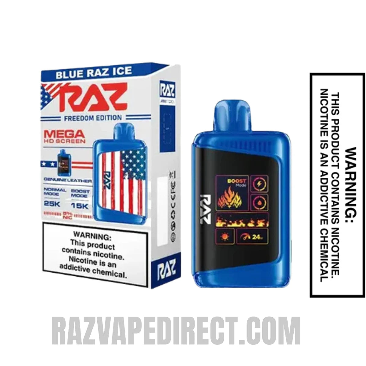 Blue Razz Ice RAZ DC25000 Freedom Edition With Package Box Blue Razz Ice RAZ DC25000 Freedom Edition With Package Box