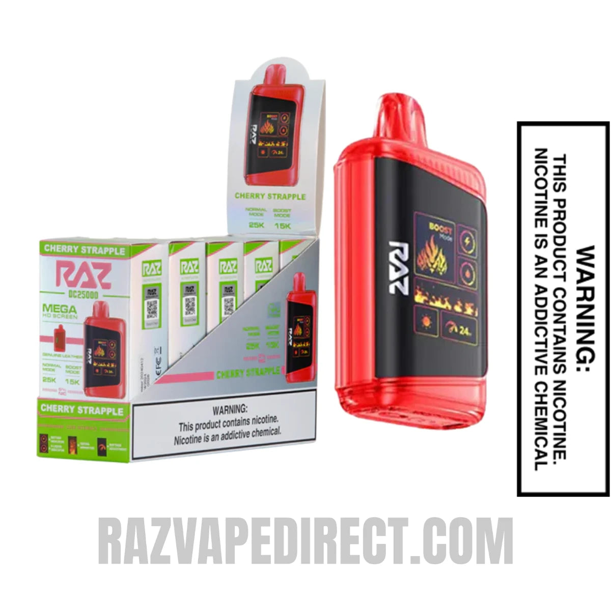 Cherry Strapple RAZ DC25000 Disposable Vape With BundlePack Cherry Strapple RAZ DC25000 Disposable Vape With BundlePack