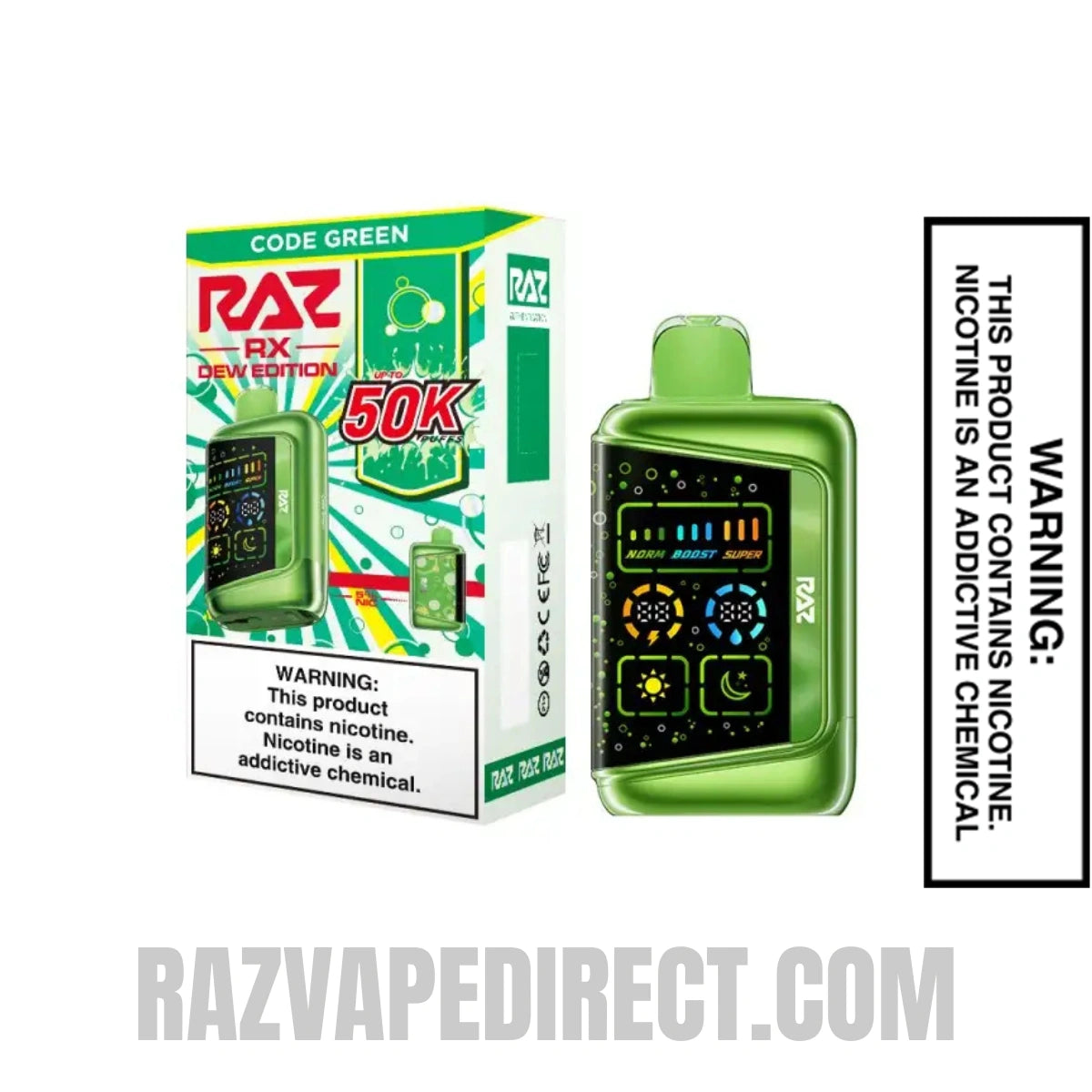 Code Green RAZ RX50K Disposable Vape With Package Box Code Green RAZ RX50K Disposable Vape With Package Box