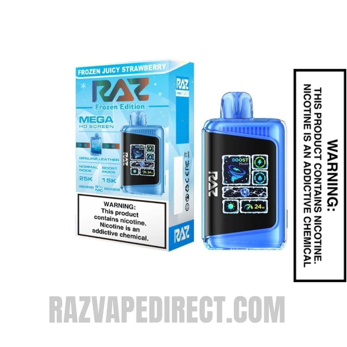 Frozen Juicy Strawberry RAZ DC25000 Frozen Edition Vape With Package Box Frozen Juicy Strawberry RAZ DC25000 Frozen Edition Vape With Package Box