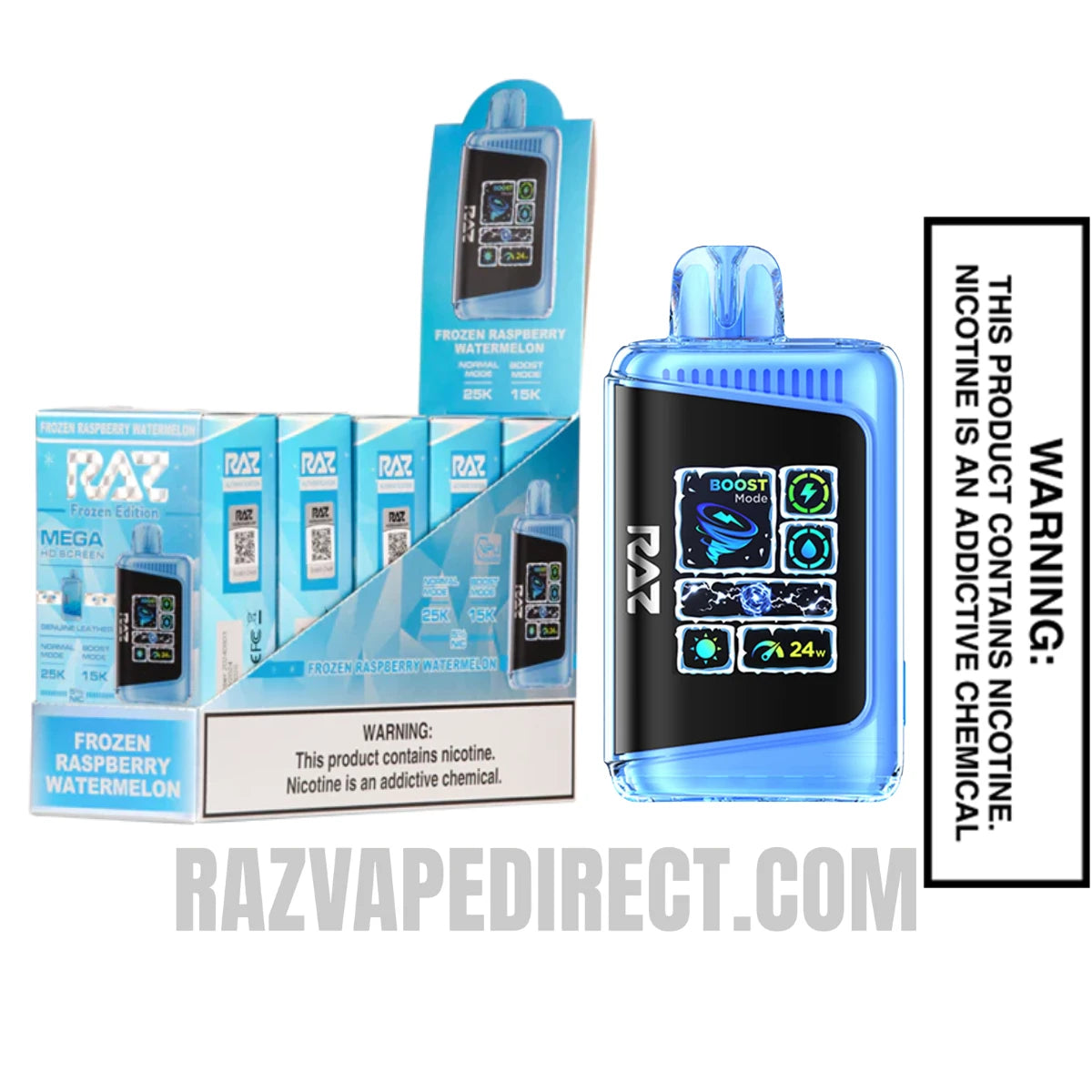 Frozen Raspberry Watermelon RAZDC25000 Frozen Edition Vape With Bundle Pack Frozen Raspberry Watermelon RAZDC25000 Frozen Edition Vape With Bundle Pack