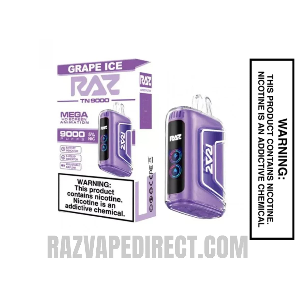 Grape Ice RAZTN9000 Disposable Vape With Package Box Grape Ice RAZTN9000 Disposable Vape With Package Box