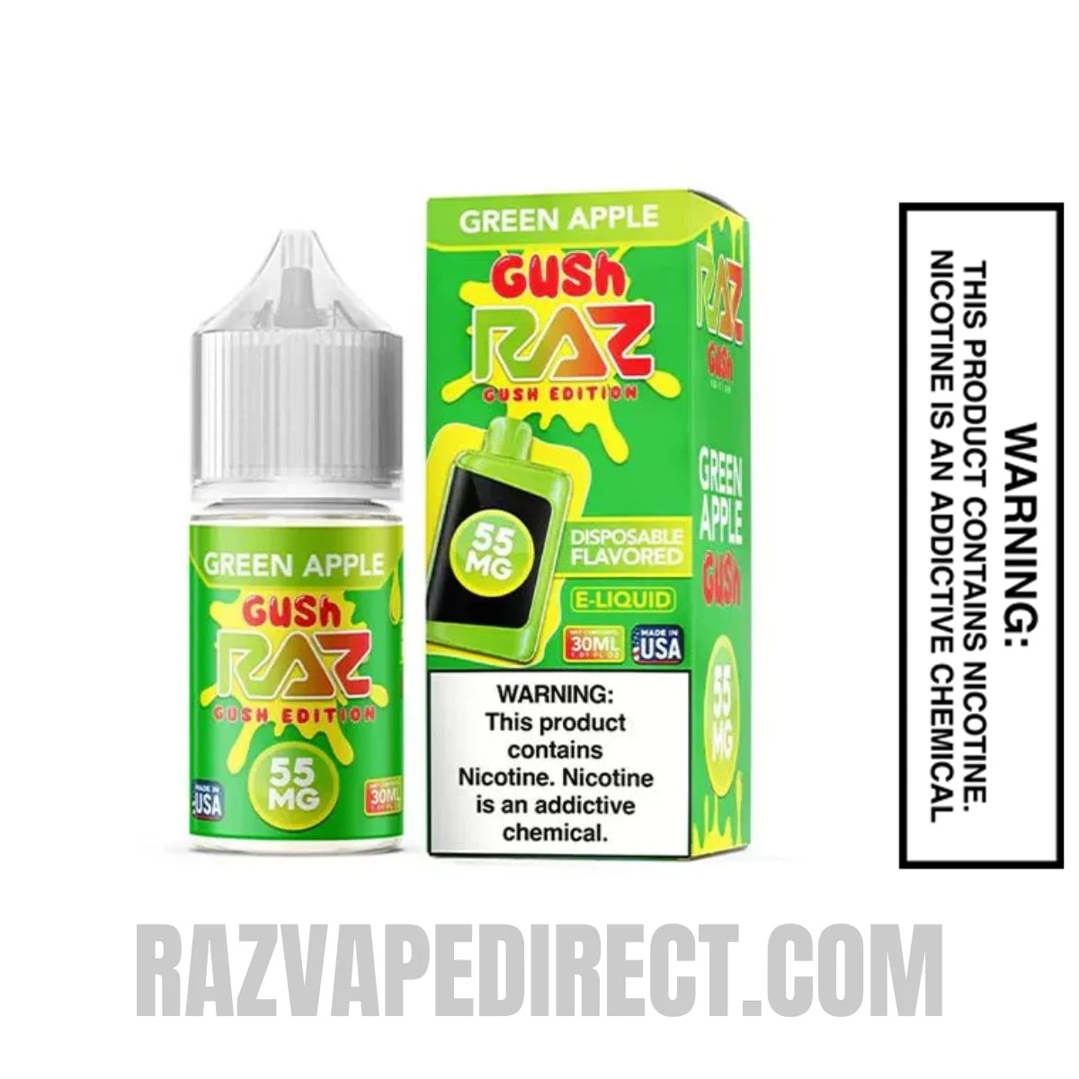 Green Apple Gush RAZ Salt Nic Juice 30 ML with package box Green Apple Gush RAZ Salt Nic Juice 30 ML with package box