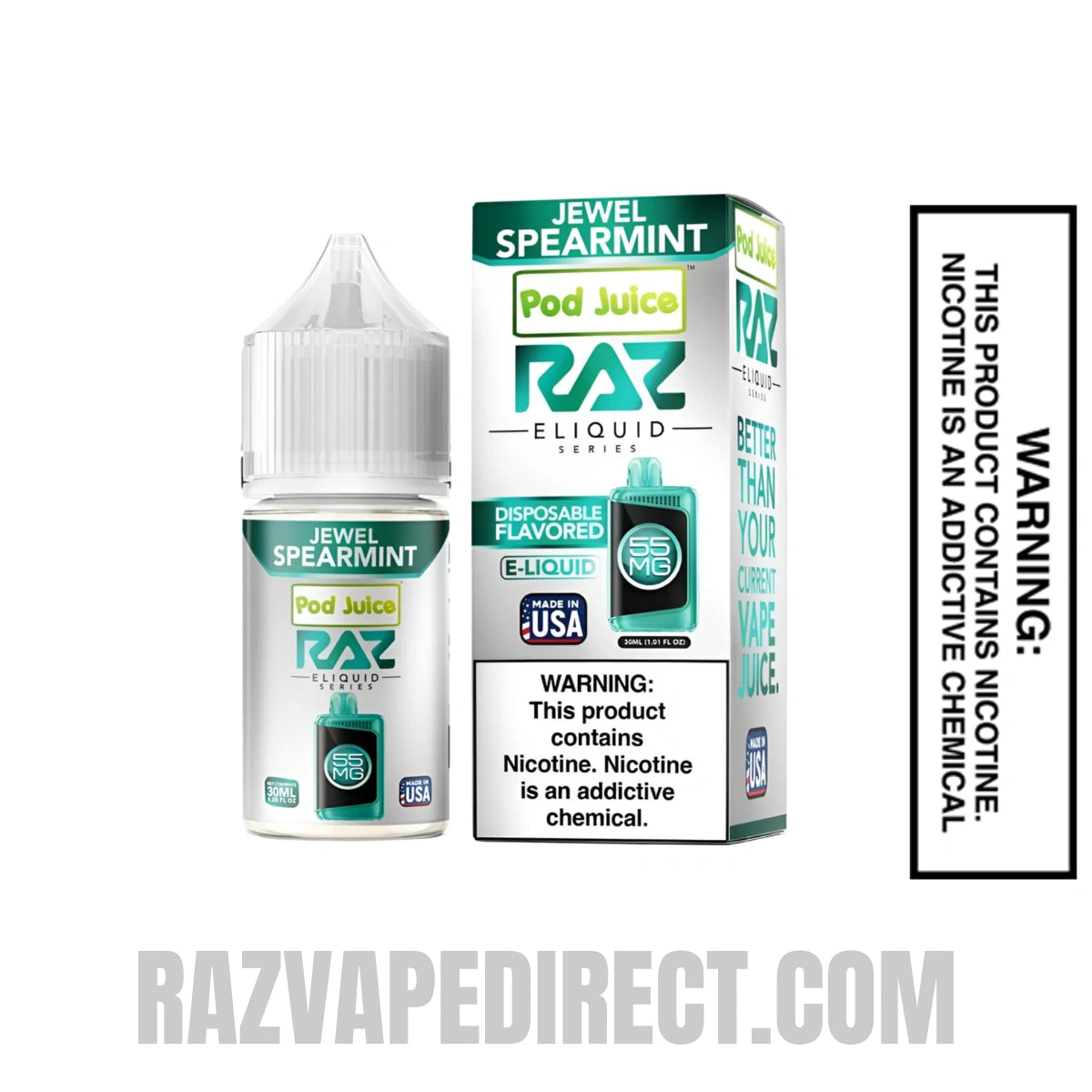 Jewel Spearmint Pod Juice X RAZ Salt Nic juice 30 ML with package box Jewel Spearmint Pod Juice X RAZ Salt Nic juice 30 ML with package box