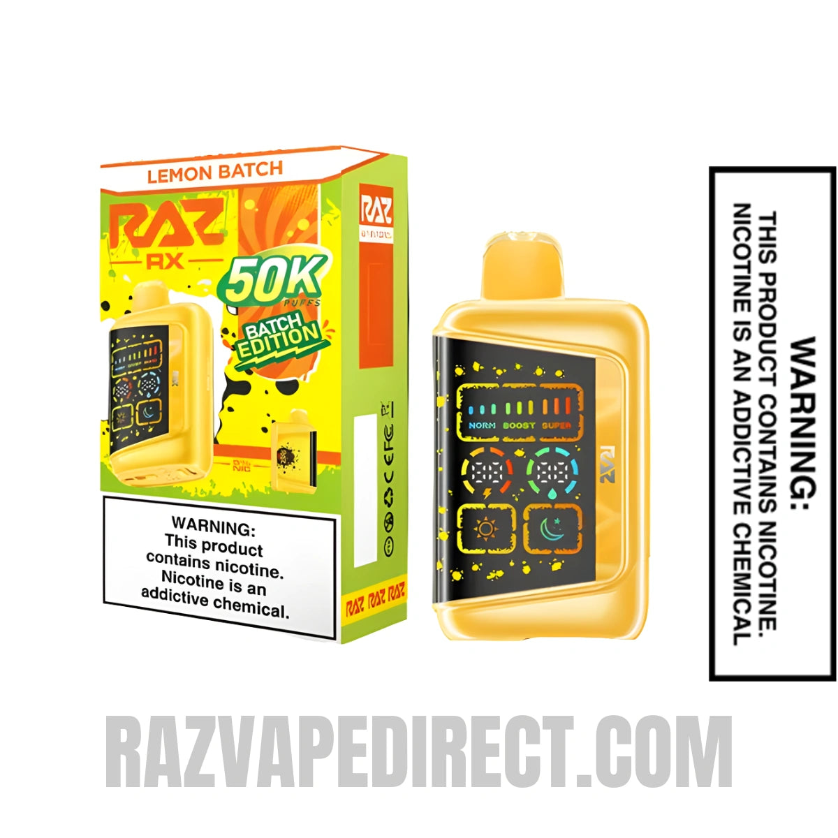 Lemon Batch RAZ RX50K Batch Edition Disposable Vape With Package Box Lemon Batch RAZ RX50K Batch Edition Disposable Vape With Package Box
