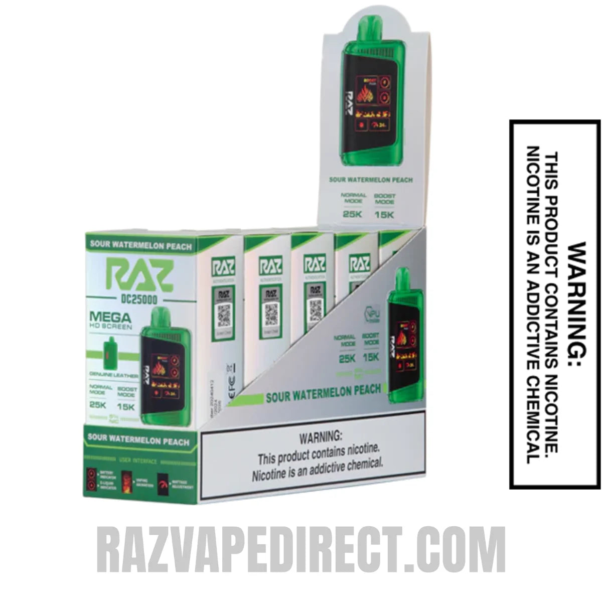 Sour Watermelon Peach RAZ DC25000 Disposable Vape With Bundle Pack Sour Watermelon Peach RAZ DC25000 Disposable Vape With Bundle Pack