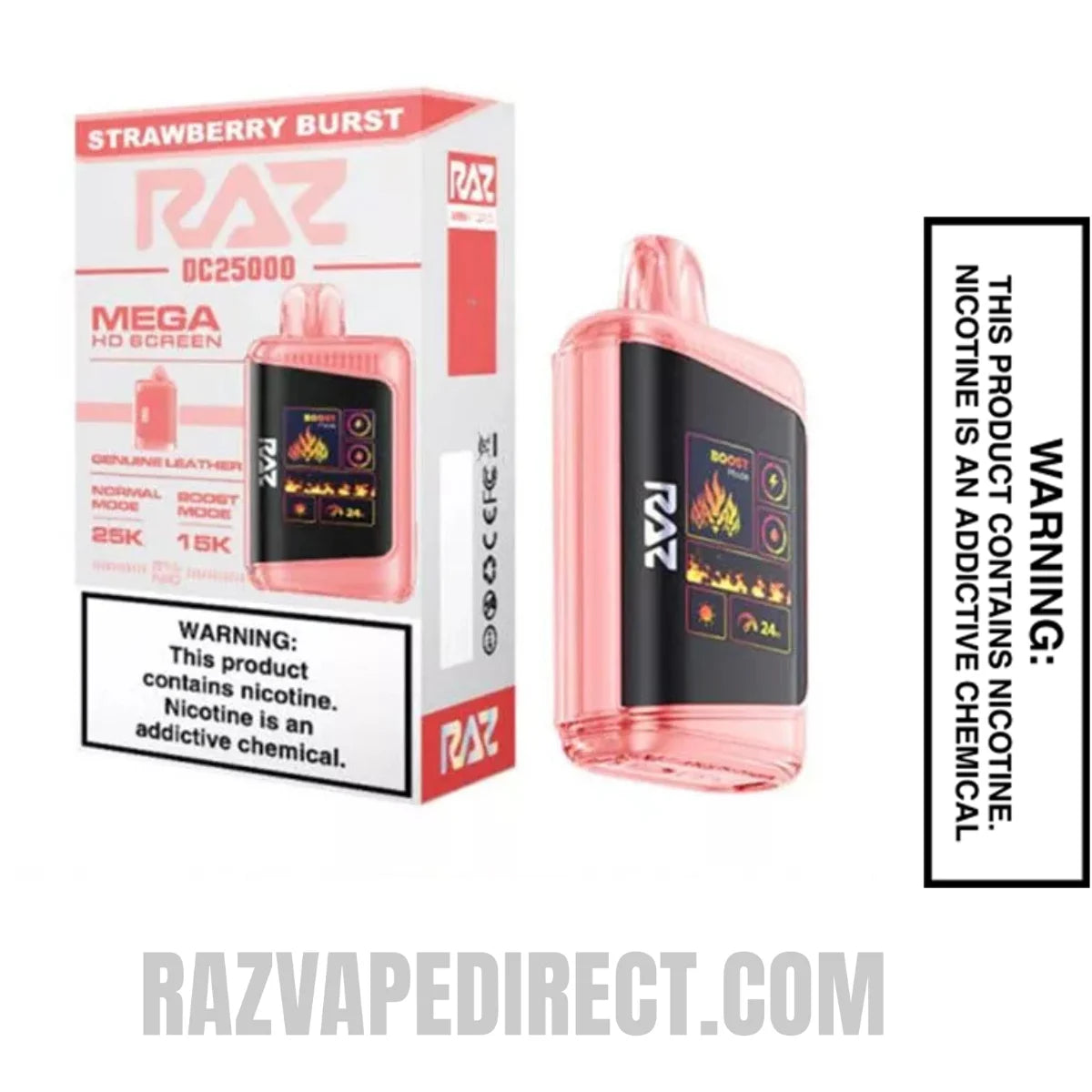 Strawberry Burst RAZ DC25000 Disposable Vape With Package Box Strawberry Burst RAZ DC25000 Disposable Vape With Package Box