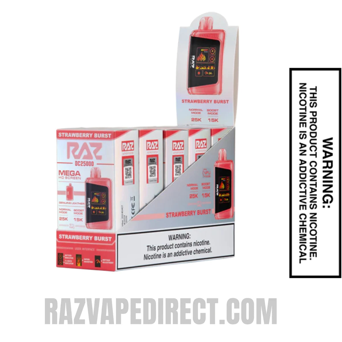 Strawberry Burst RAZ DC25000 Disposable Vape With Bundle pack Strawberry Burst RAZ DC25000 Disposable Vape With Bundle pack