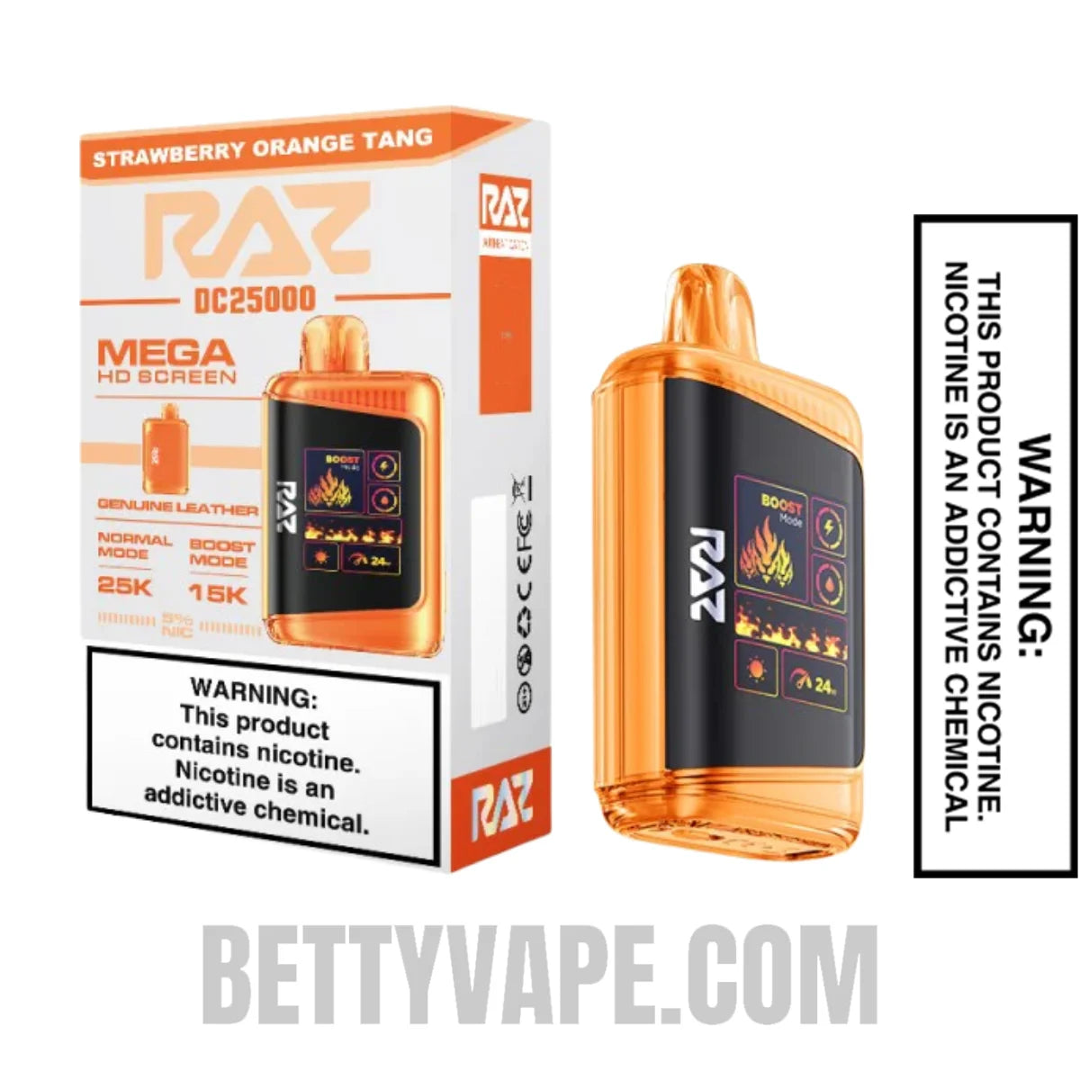 Strawberry Orange Tang RAZ DC25000 Disposable Vape With Package Box Strawberry Orange Tang RAZ DC25000 Disposable Vape With Package Box