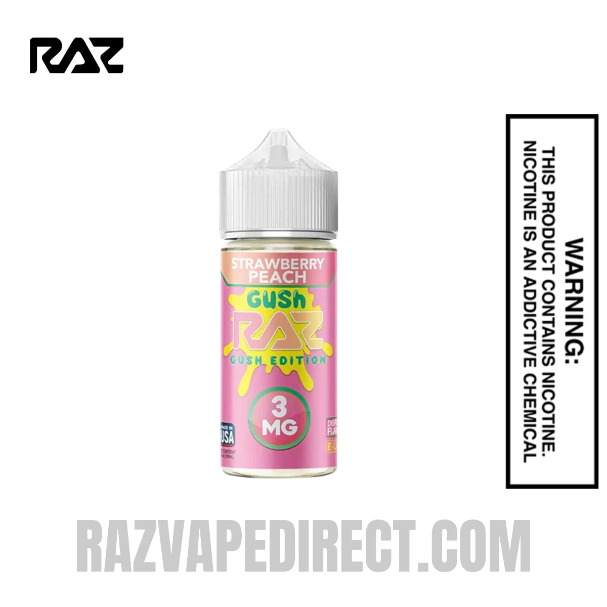 Strawberry Peach Gush RAZ Vape Juice 100 ML Strawberry Peach Gush RAZ Vape Juice 100 ML