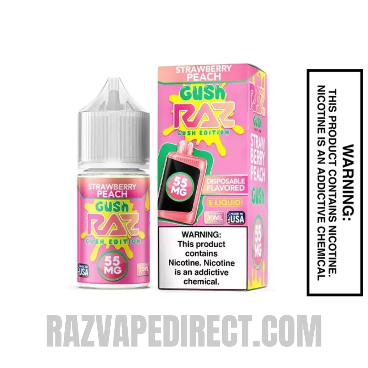 Strawberry Peach Gush RAZ Salt Nic Juice 30 ML with package box Strawberry Peach Gush RAZ Salt Nic Juice 30 ML with package box