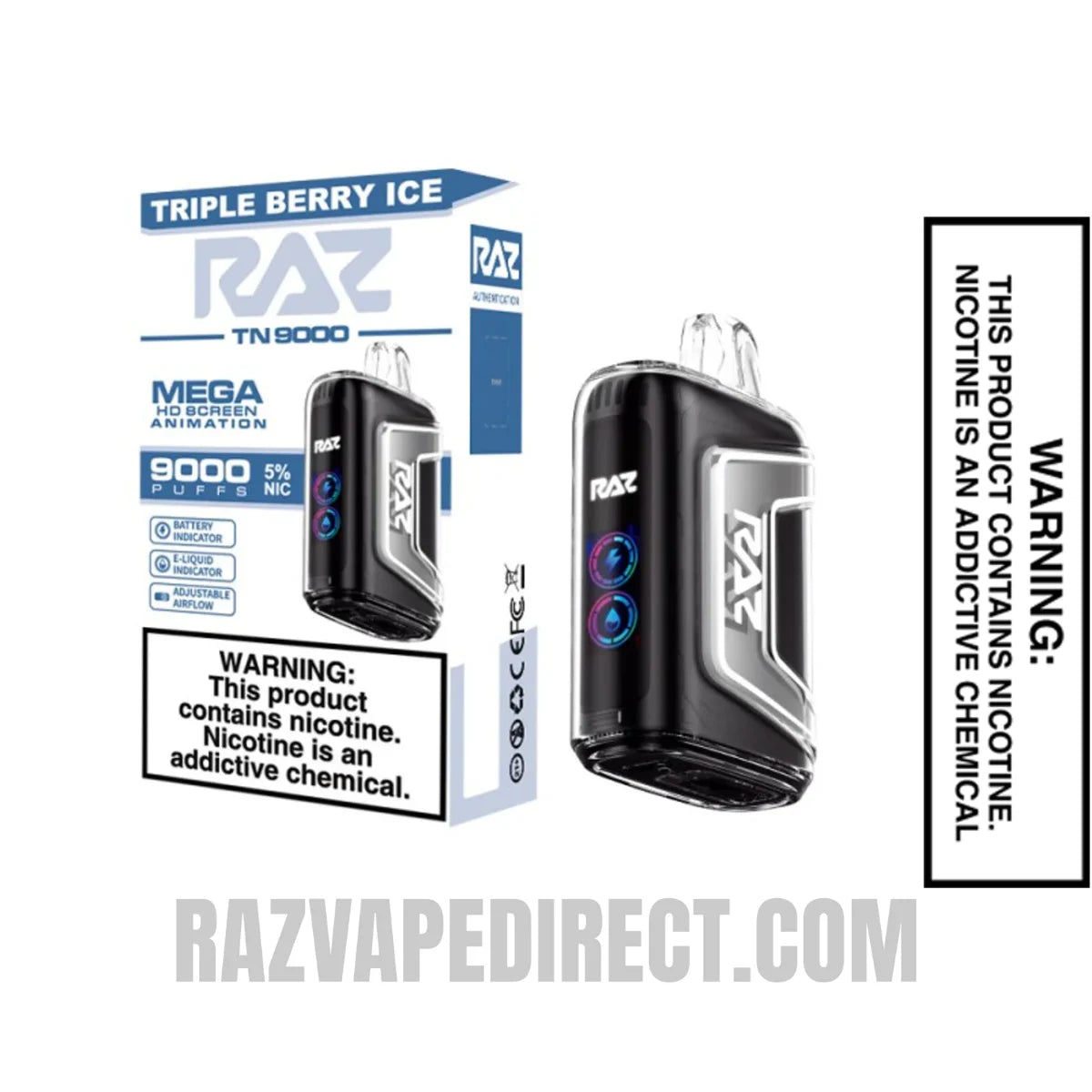 Triple Berry Ice RAZ TN9000 Disposable Vape With Package Box Triple Berry Ice RAZ TN9000 Disposable Vape With Package Box