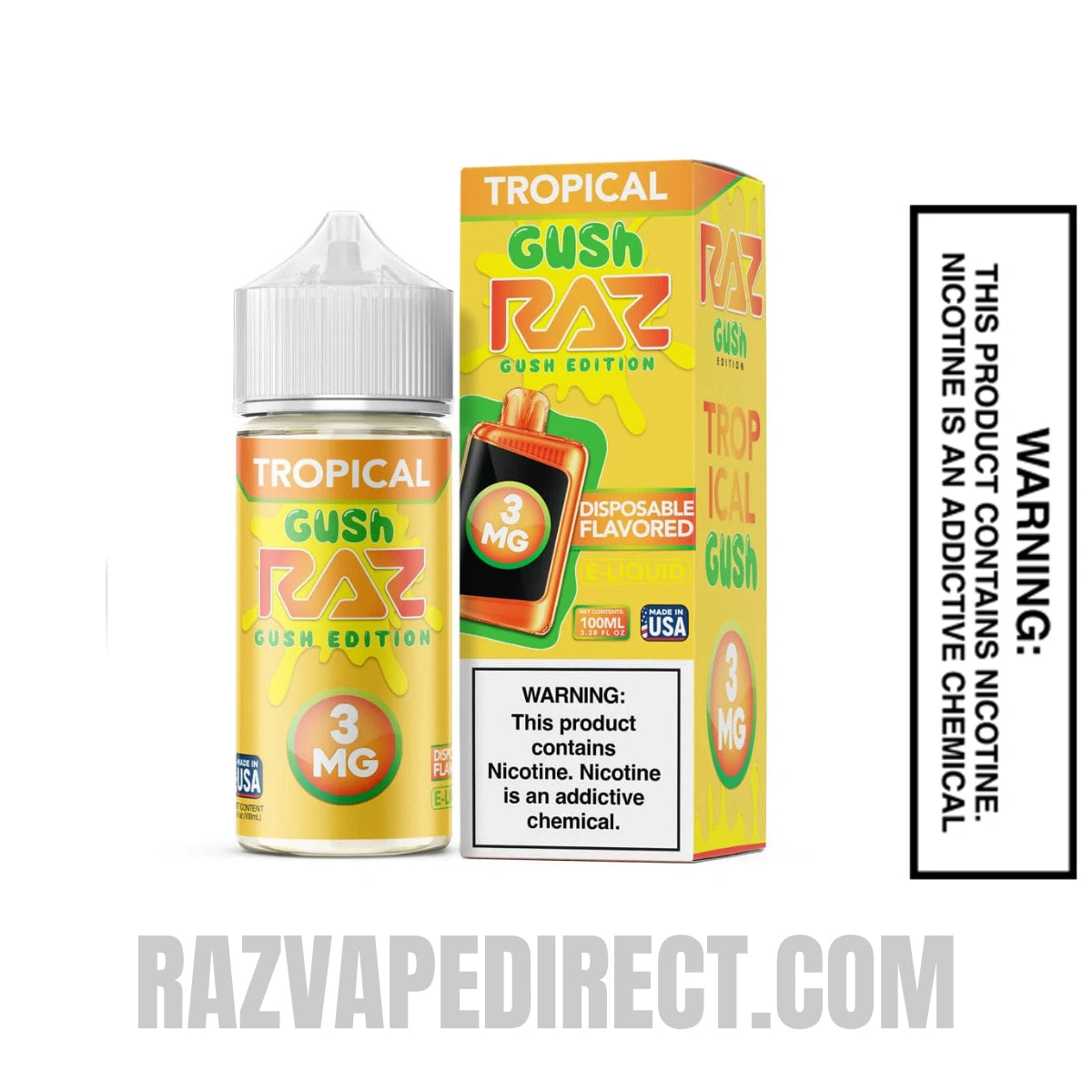 Tropical Gush RAZ Vape Juice 100 ML With Package Box Tropical Gush RAZ Vape Juice 100 ML With Package Box