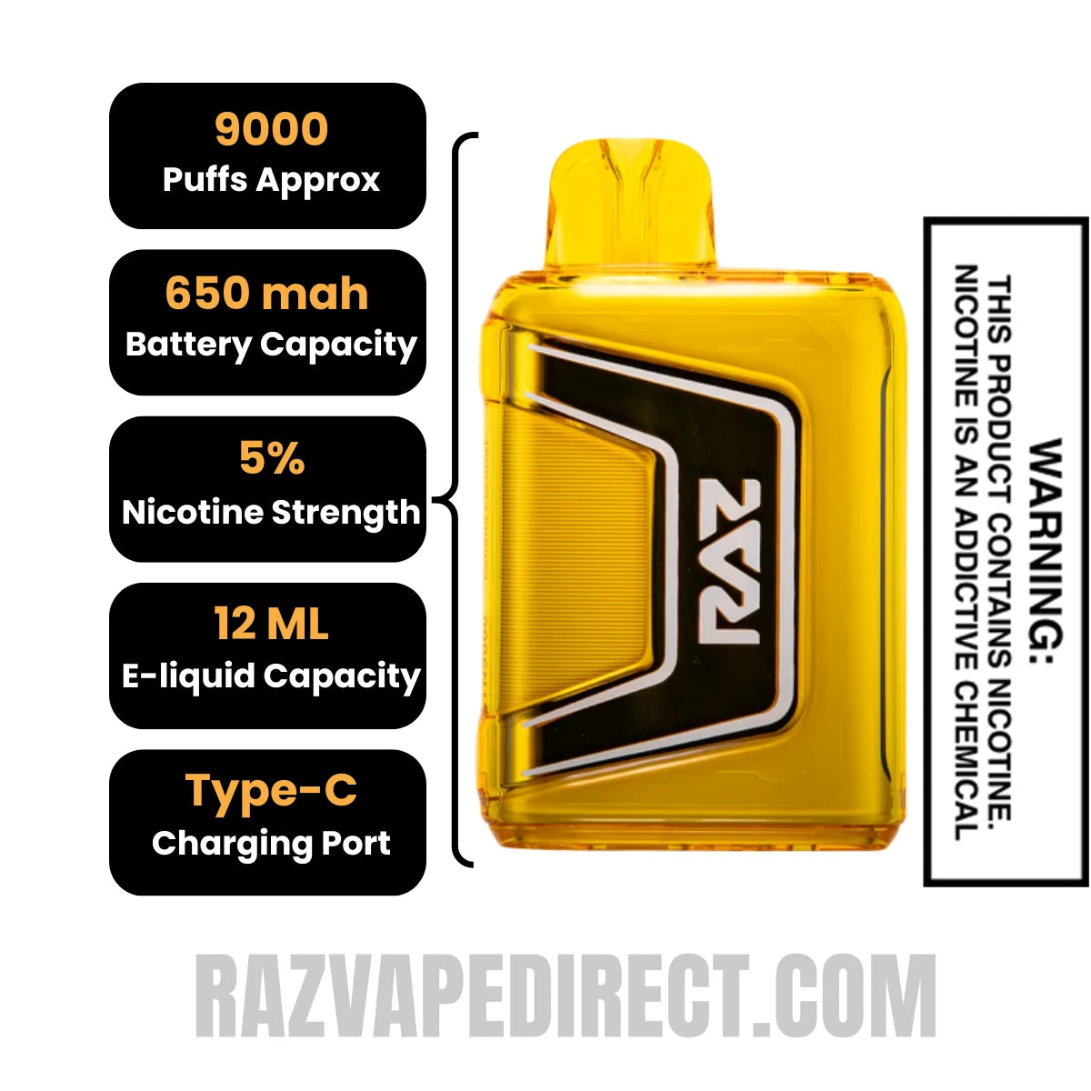 Banana Coconut RAZTN9000 Disposable Vape Specifications