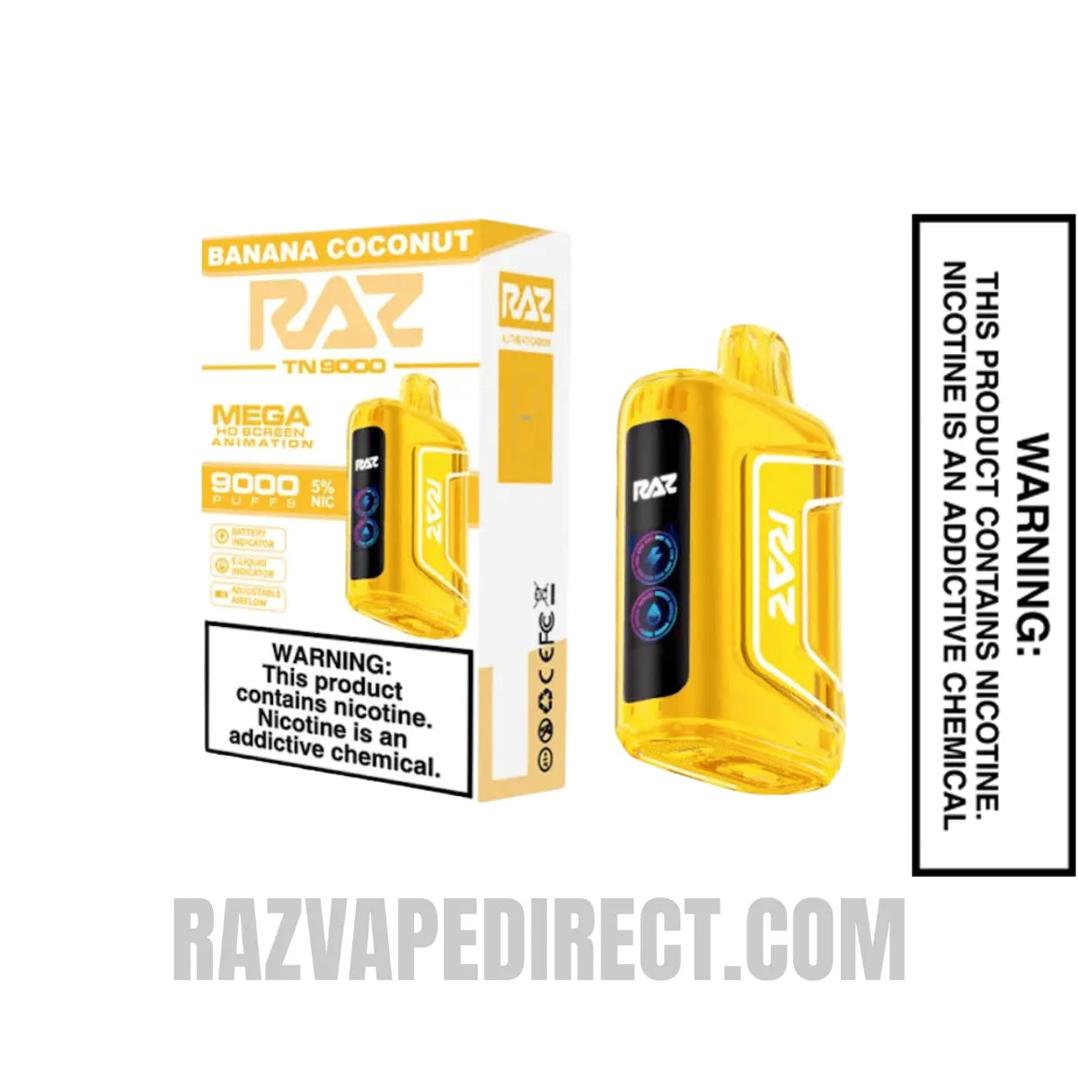 Banana Coconut RAZTN9000 Disposable Vape With Package Box