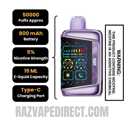 Bangin Sour Berries RAZ RX50K Batch Edition Disposable Vape Specifications