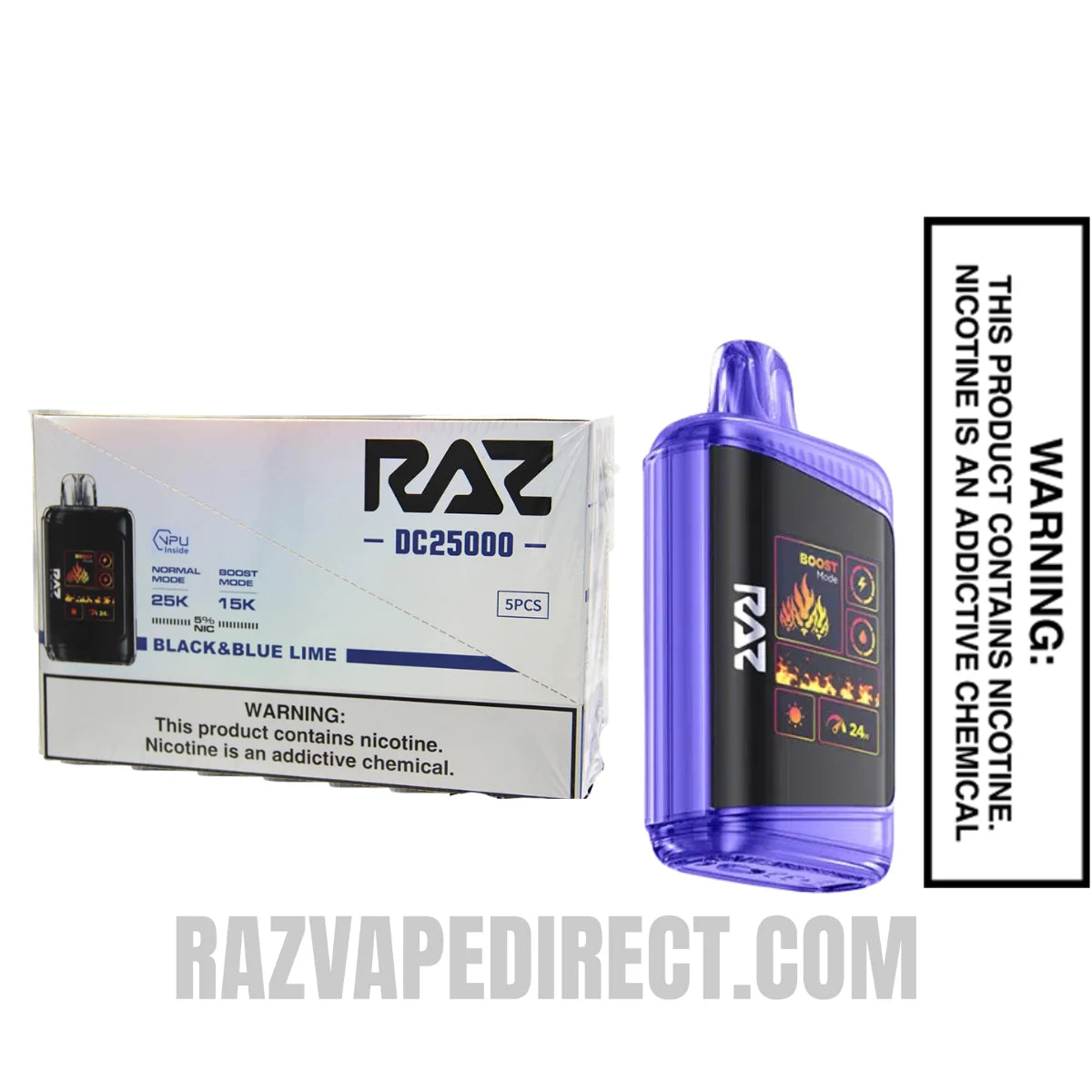 Black BlueLime RAZDC25000 Disposable Vape With Bundle Pack