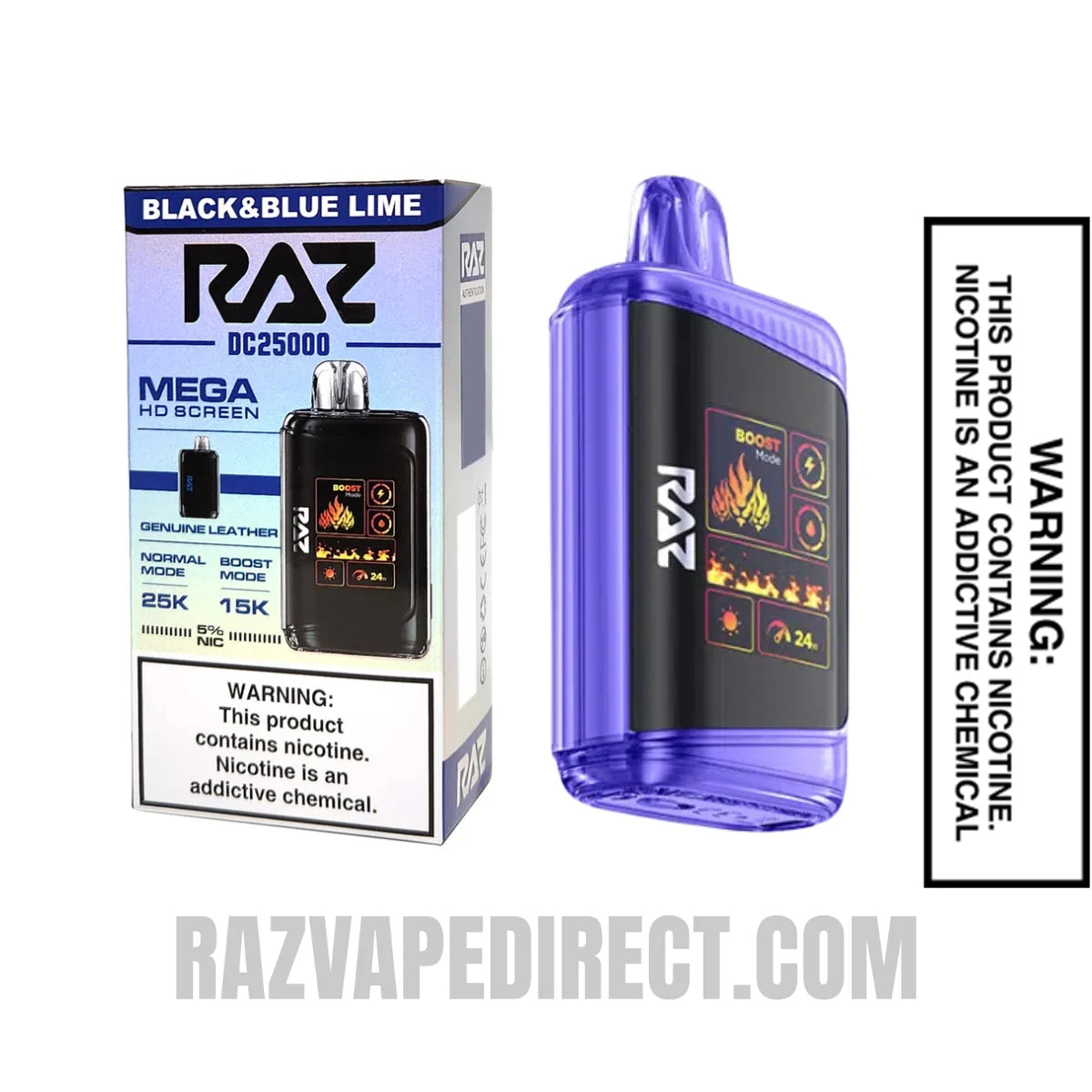 Black BlueLime RAZDC25000 Disposable Vape With Package Box