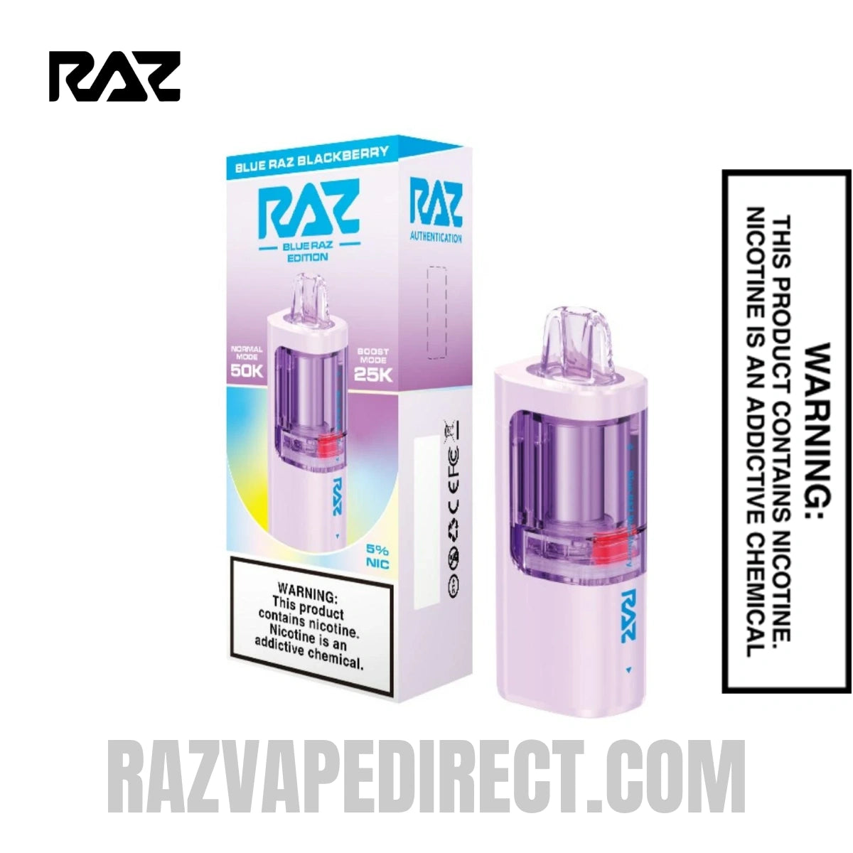 Blue Raz Blackberry RAZ VUE 50K Disposable Vape Pod Bundle Pack