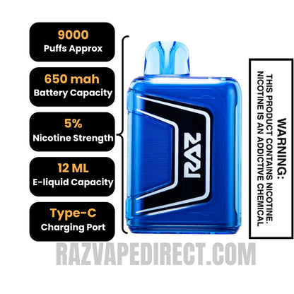 BlueRaz Cotton Clouds RAZ TN9000 Disposable Vape Specifications