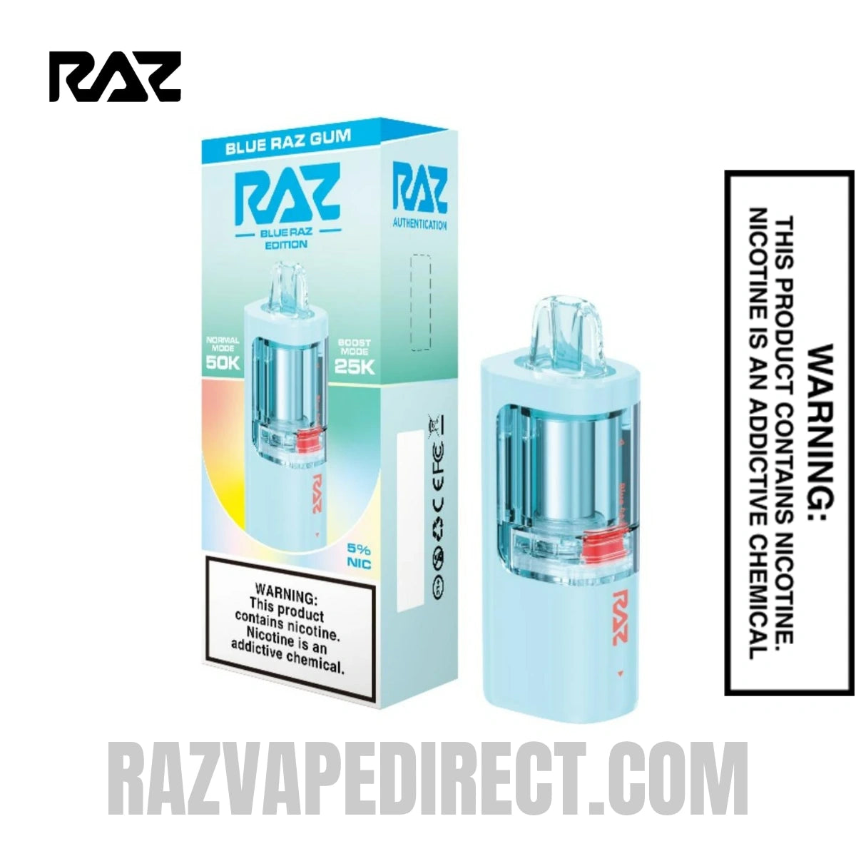 Blue Raz Gum RAZ VUE 50K Disposable Vape Pod Bundle Pack