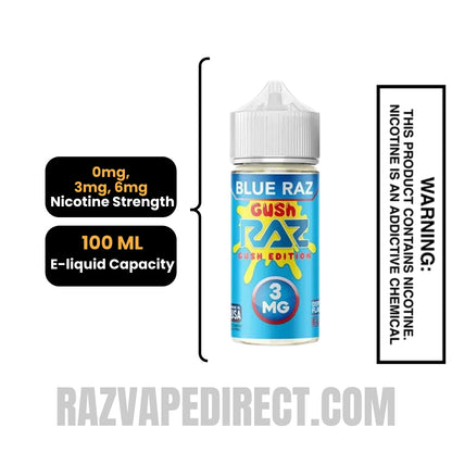 Blue Raz Gush RAZ Vape Juice 100 ML Specification