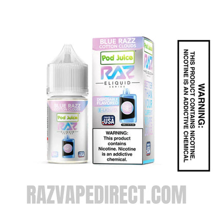Blue Razz Cotton Clouds Pod Juice X RAZ Salt Nic juice 30 ML with package box