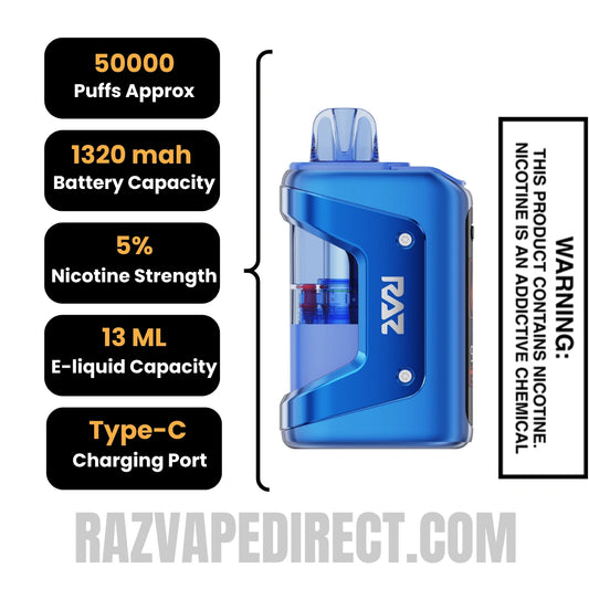 Blue Razz Ice RAZ VUE 50K Disposable Kit