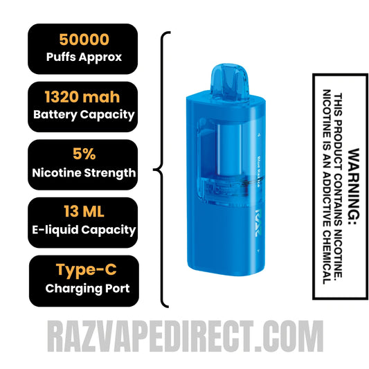 Blue Razz Ice RAZ VUE 50K Disposable Pod