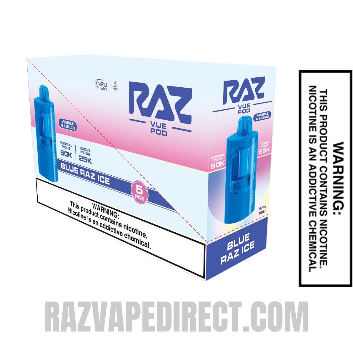 Blue Razz Ice RAZ VUE 50K Disposable Pod with bundle Box