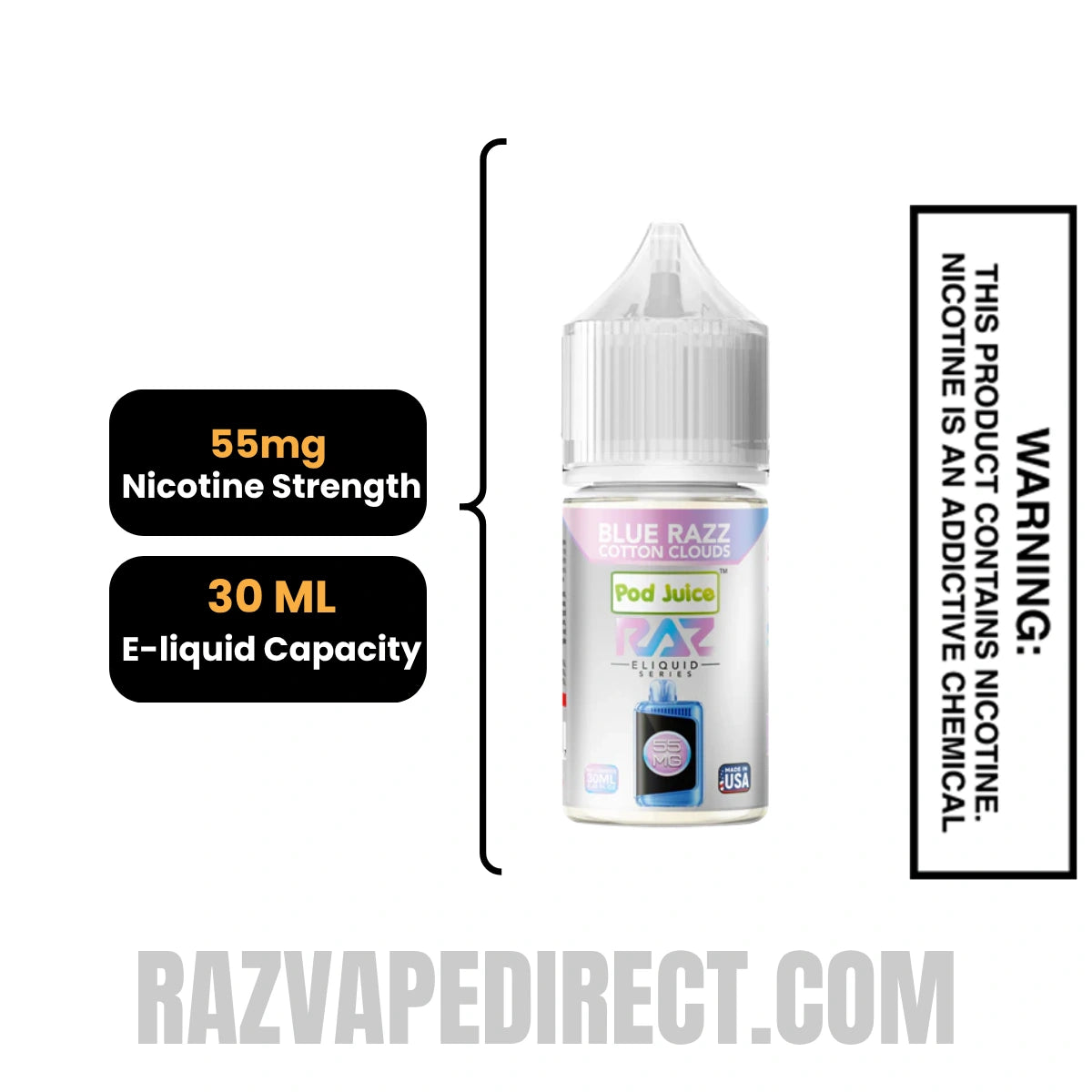blue raz cotton cloudz flavor Blue Razz Cotton Clouds Pod Juice X RAZ Salt Nic juice 30 ML