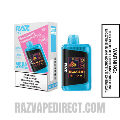 Blueberry Watermelon RAZ LTX 25K Zero Nicotine Disposable Vape with Package Box
