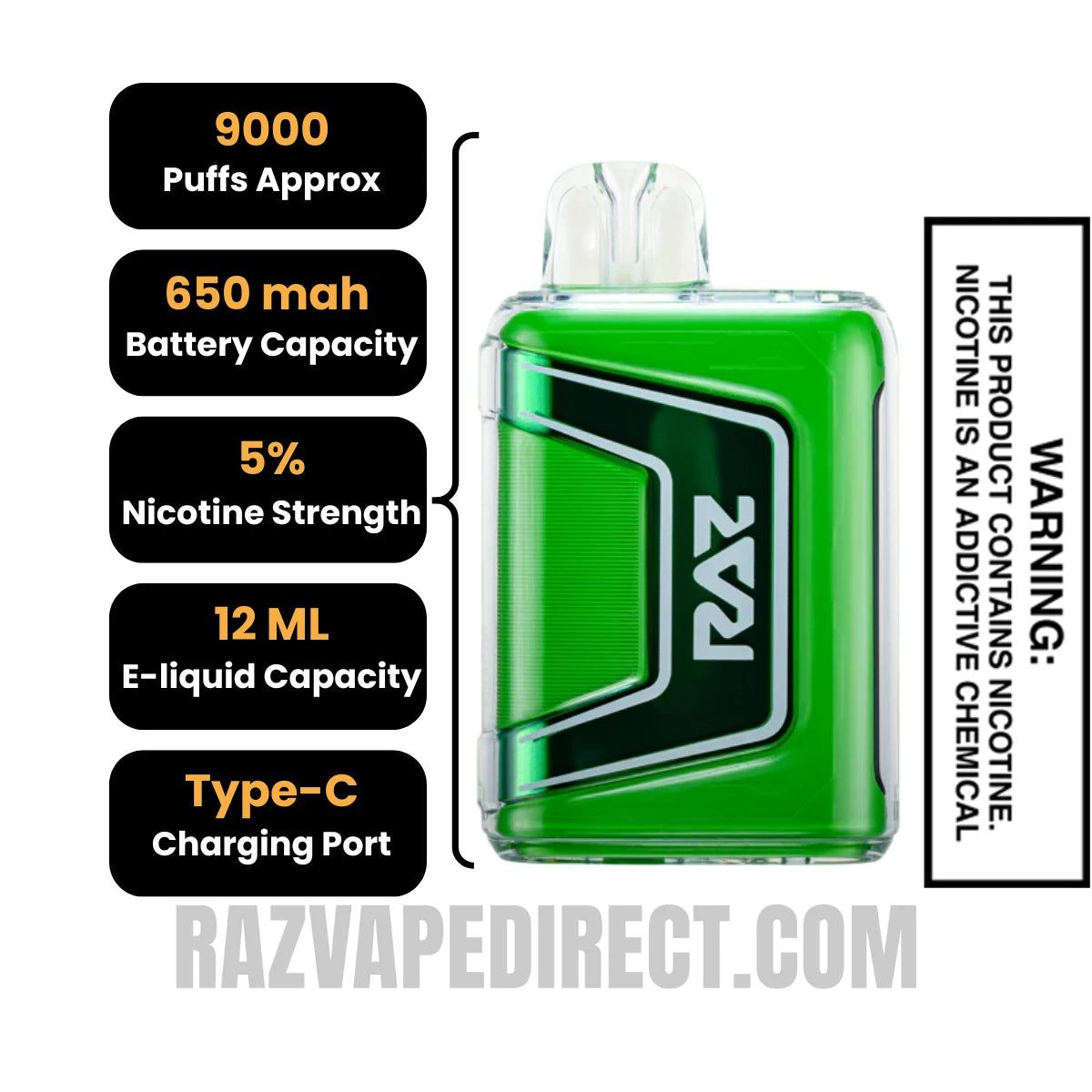 Cactus Jack RAZTN9000 Disposable Vape Specifications