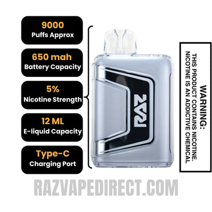 Citronade RAZ TN9000 Disposable Vape Specifications