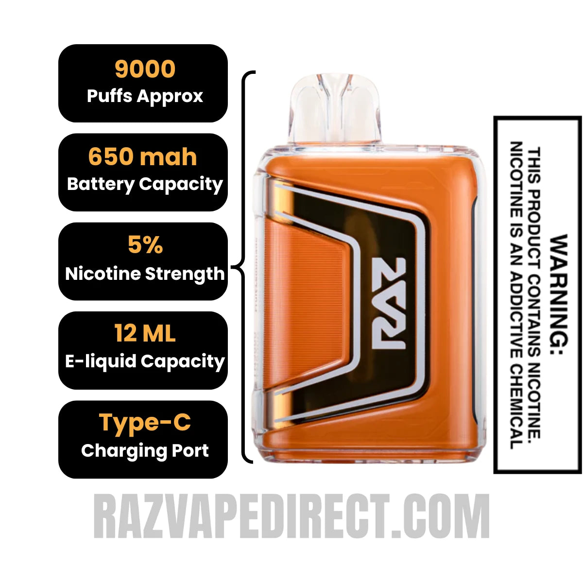 Dragon Fruit Lemonade RAZTN9000 Disposable Vape Specifications