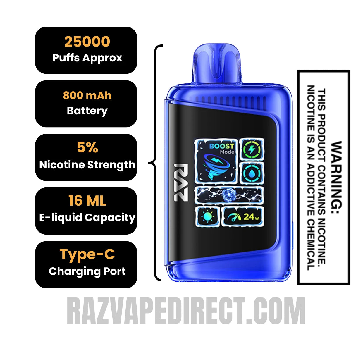 Frozen Banana RAZ DC25000 Frozen Edition Disposable Vape 
Specifications