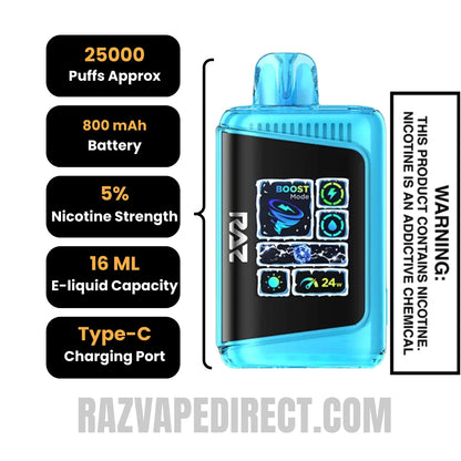 Frozen Cherry Apple RAZ DC25000 Frozen Edition Vape Specifications