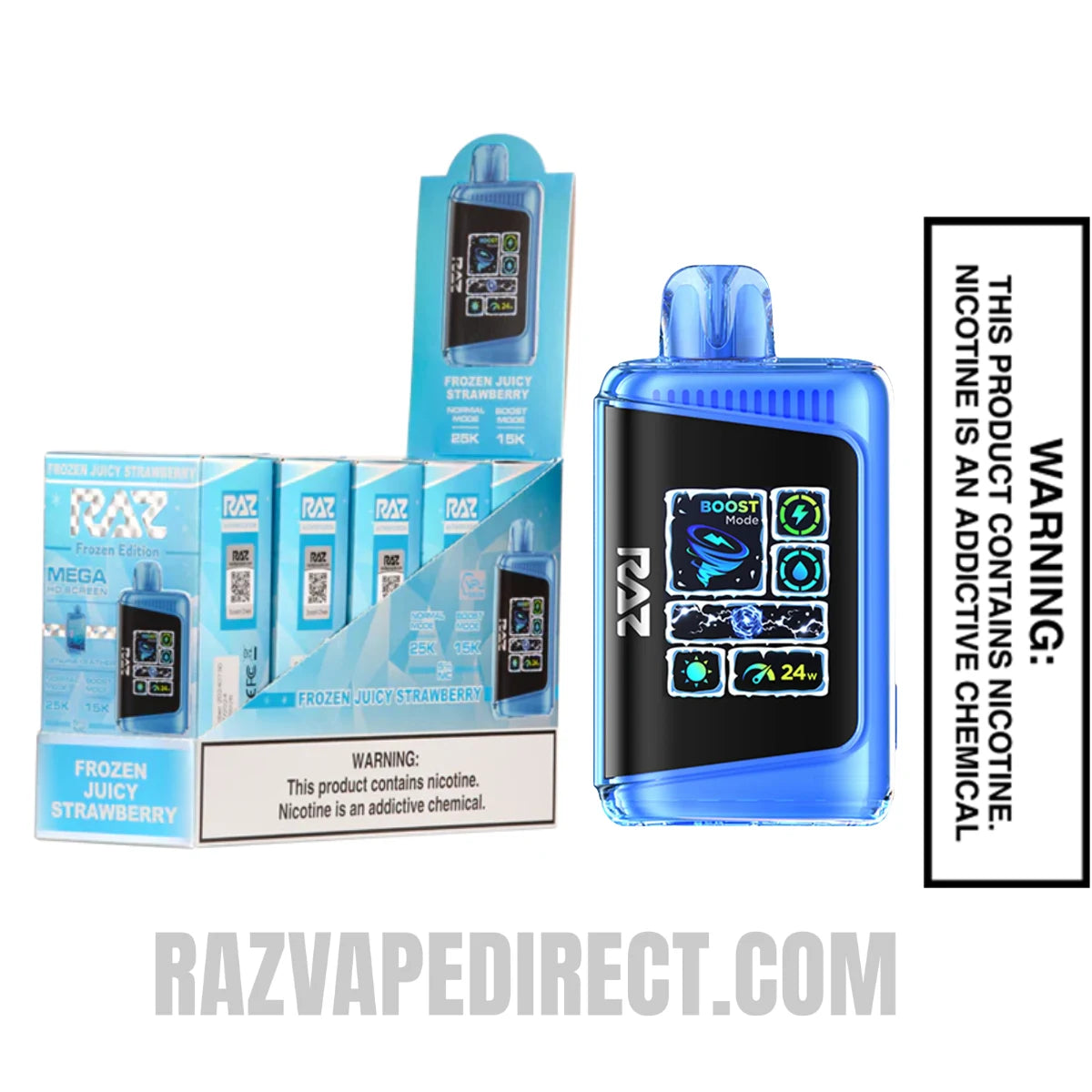 Frozen Juicy Strawberry RAZ DC25000 Frozen Edition Vape With Bundle Pack