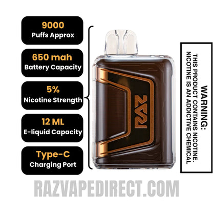 Graham Twist RAZTN9000 Disposable Vape Specifications