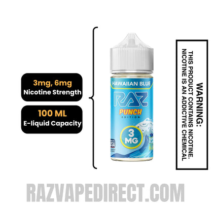 Hawaiian Blue RAZ Vape Juice 100 ML specifications