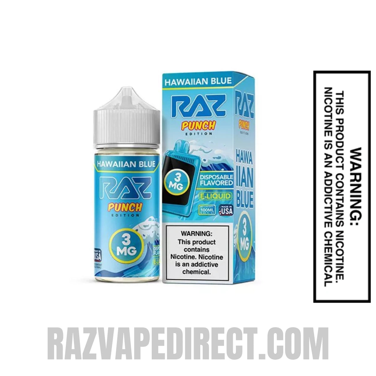 Hawaiian Blue RAZ Vape Juice 100 ML with package box