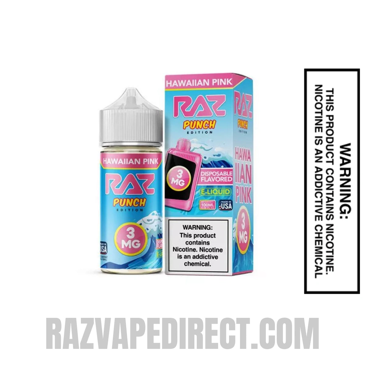 Hawaiian Pink RAZ Vape Juice 100 ML with package box