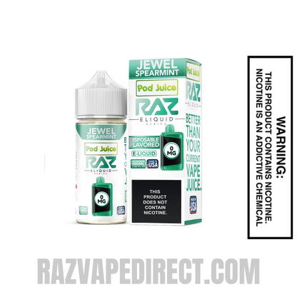 Jewel Spearmint Pod Juice X RAZ Vape Juice 100 ML with package box