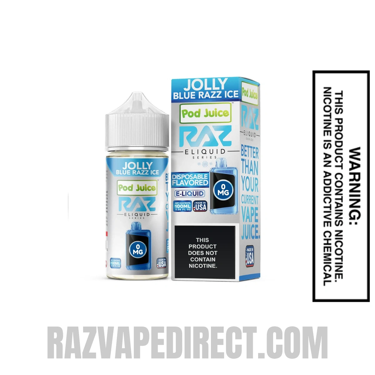 Jolly Blue Razz Ice Pod Juice X RAZ Vape Juice 100 ML specifications