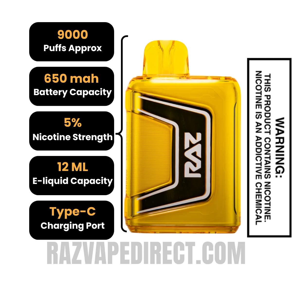 Mango Colada RAZTN9000 Disposable Vape Specifications