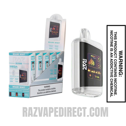 Miami Mint RAZ LTX DC25000 Disposable Vape | Raz Vape Direct Miami Mint RAZ LTX DC25000 Disposable Vape | Raz Vape Direct