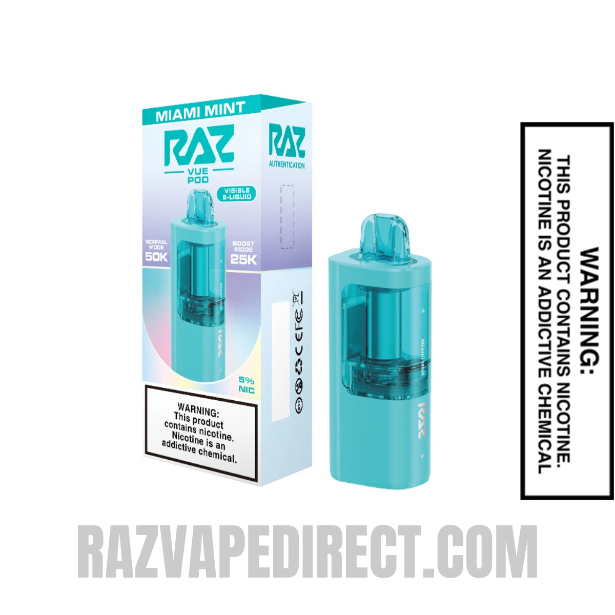 Miami Mint RAZ VUE 50K Disposable Pod with Package Box