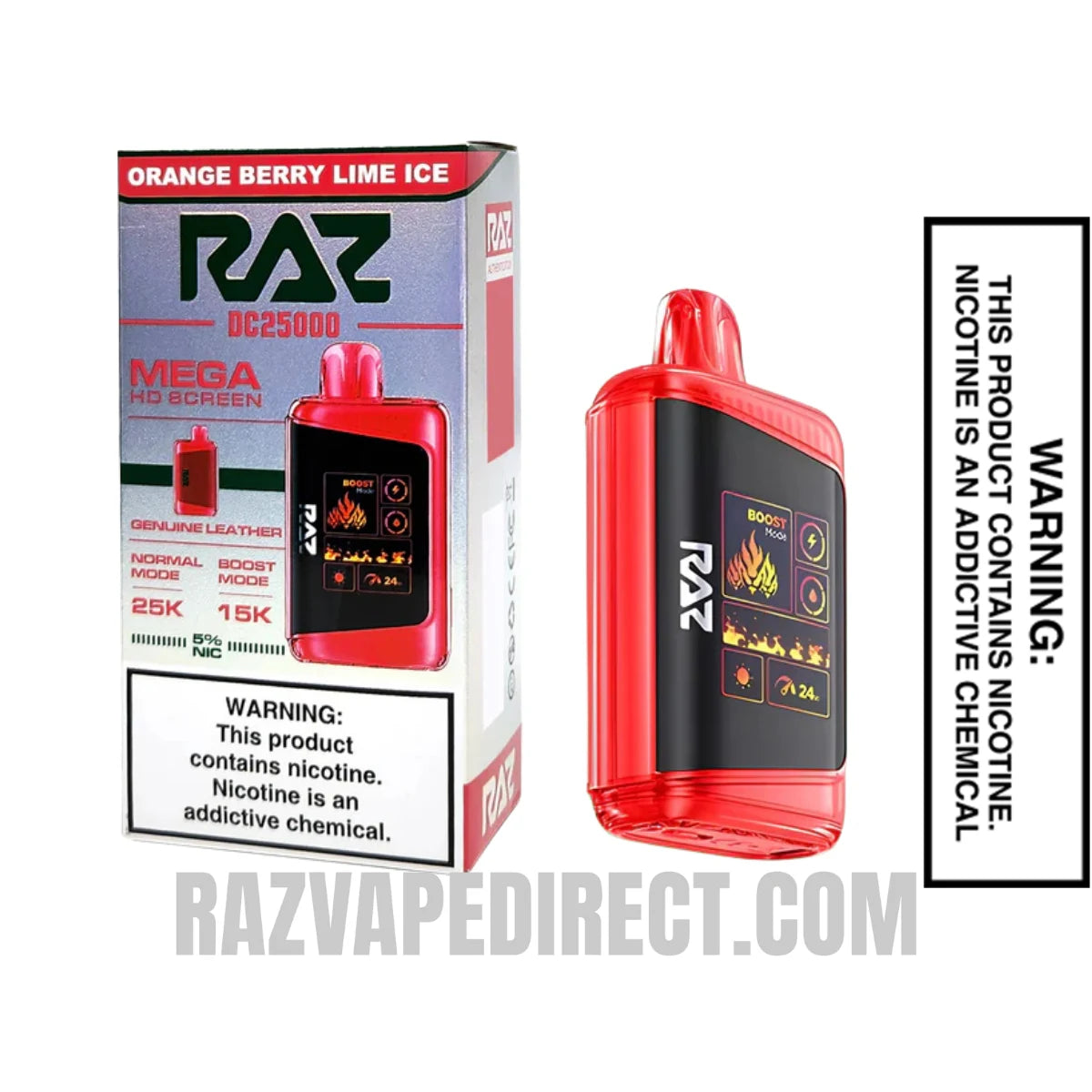 Orange Berry Lime Ice RAZ DC25000 Disposable Vape With Package Box