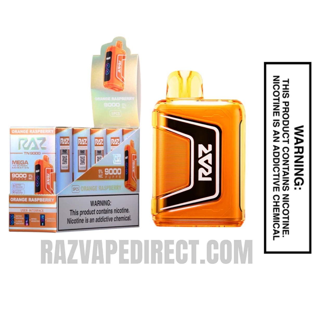 Orange Raspberry RAZ TN9000 Disposable Vape With Bundle Pack