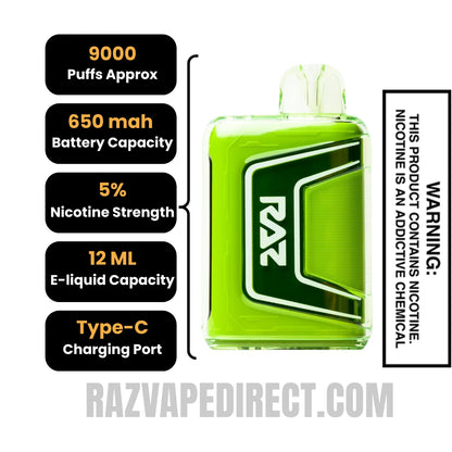 Peach Grapefruit RAZ TN9000 Disposable Vape Specifications